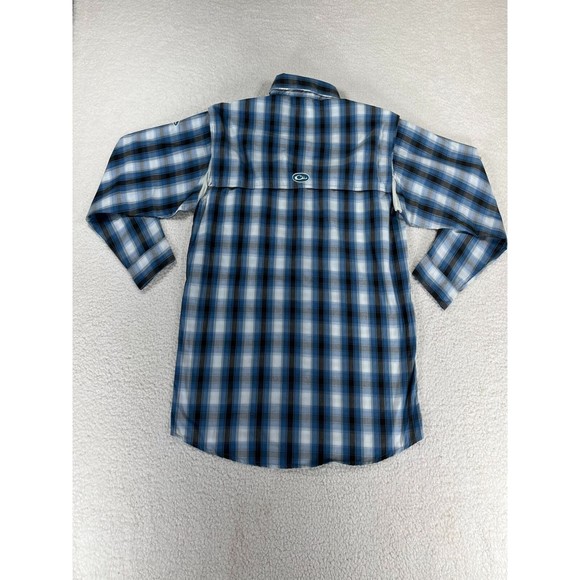Drake Clothing Company Button Down Shirt Men's Size Large Blue Plaid‎ Pockets - Picture 4 of 10